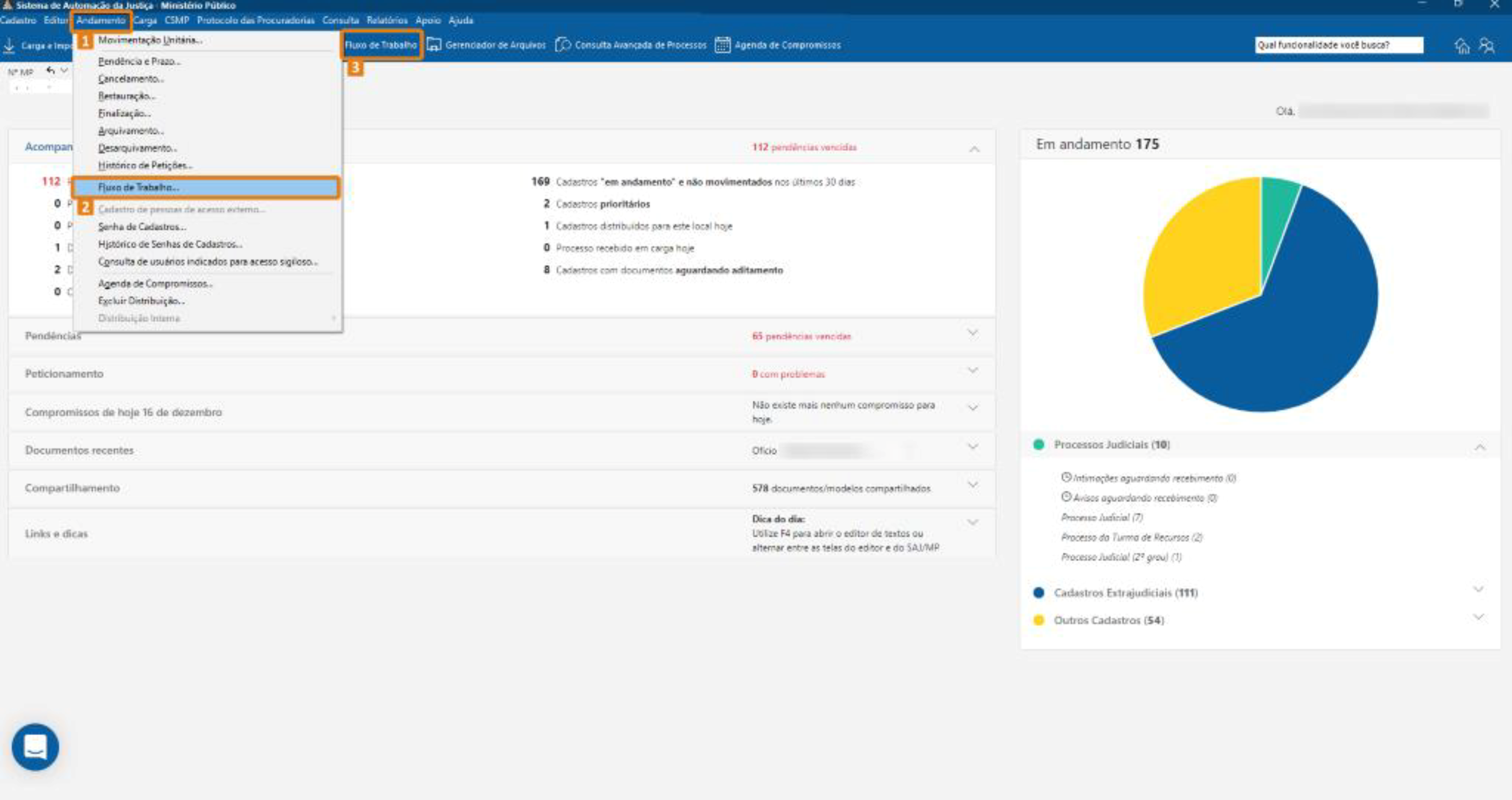 passo 1 - menu Andamento - opcao ou atalho Fluxo de Trabalho.png
