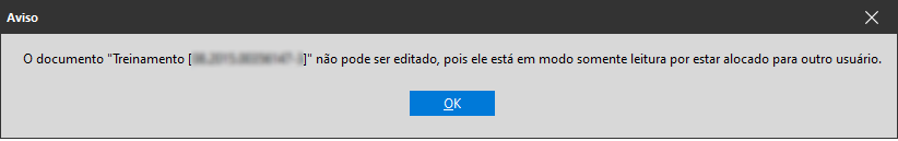 Aviso do SAJ: documento em modo somente leitura, não pode ser editado. Botão “OK” centralizado.